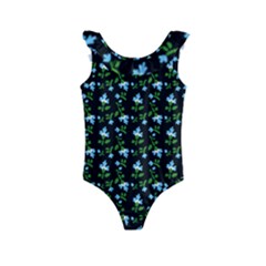 Carnation Pattern Black Kids  Frill Swimsuit by snowwhitegirl