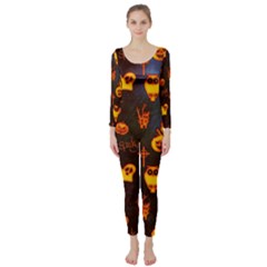 Funny Halloween Design Long Sleeve Catsuit by FantasyWorld7