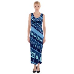 Apps Social Media Networks Internet Fitted Maxi Dress by Vaneshart