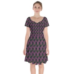 Black Rose Mauve Short Sleeve Bardot Dress by snowwhitegirl