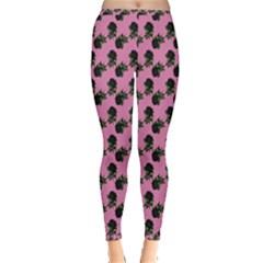 Black Rose Light Pink Inside Out Leggings by snowwhitegirl