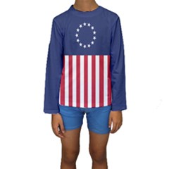 Betsy Ross Flag Usa America United States 1777 Thirteen Colonies Vertical Kids  Long Sleeve Swimwear by snek