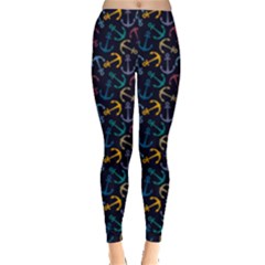 Colorful Anchors Leggings Blue by trulycreative