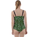Pepe the Frog Face pattern Green Kekistan meme Twist Front Tankini Set View2