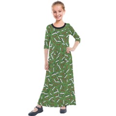 Pepe The Frog Face Pattern Green Kekistan Meme Kids  Quarter Sleeve Maxi Dress by snek