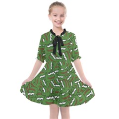Pepe The Frog Face Pattern Green Kekistan Meme Kids  All Frills Chiffon Dress by snek