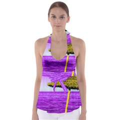 Pop Art Beach Umbrella Babydoll Tankini Top by essentialimage