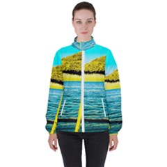 Pop Art Beach Umbrella  Women s High Neck Windbreaker by essentialimage