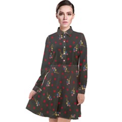 Bunch Of Posies Desing Long Sleeve Chiffon Shirt Dress by BePrettily