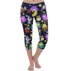 Cute Cartoon Monsters Capri Yoga Leggings by trulycreative