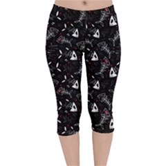 Funny Fish Skeleton Velvet Capri Leggings  by trulycreative