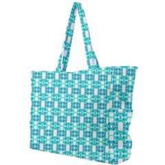 Teal White  Abstract Pattern Simple Shoulder Bag by BrightVibesDesign
