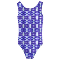 Purple  White  Abstract Pattern Kids  Cut-out Back One Piece Swimsuit by BrightVibesDesign