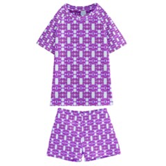 Pink  White  Abstract Pattern Kids  Swim Tee And Shorts Set by BrightVibesDesign