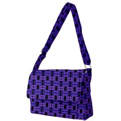 Purple Black Abstract Pattern Full Print Messenger Bag (l) by BrightVibesDesign