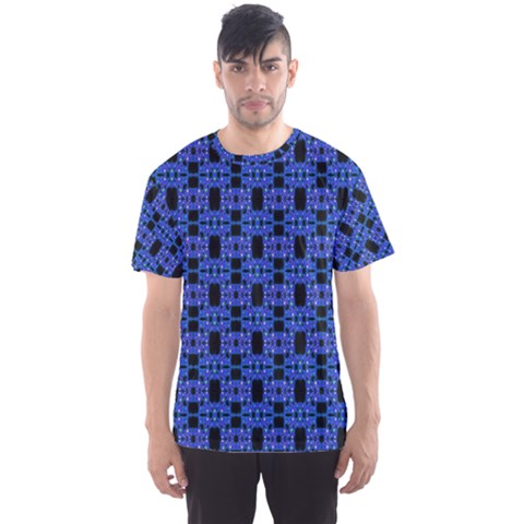 Blue Black Abstract Pattern Men s Sports Mesh Tee by BrightVibesDesign