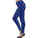 Blue Black Abstract Pattern Lightweight Velour Leggings View3