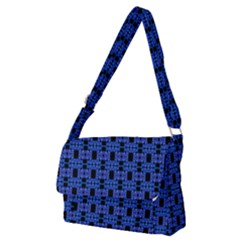 Blue Black Abstract Pattern Full Print Messenger Bag (m) by BrightVibesDesign