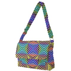 Colorful Circle Abstract White Brown Blue Yellow Full Print Messenger Bag (l) by BrightVibesDesign