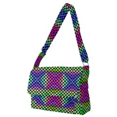 Bright  Circle Abstract Black Green Pink Blue Full Print Messenger Bag (m) by BrightVibesDesign