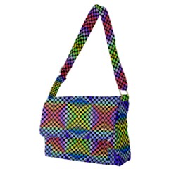 Bright Circle Abstract Black Blue Yellow Red Full Print Messenger Bag (m) by BrightVibesDesign