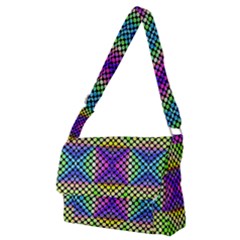 Bright  Circle Abstract Black Yellow Purple Green Blue Full Print Messenger Bag (m) by BrightVibesDesign