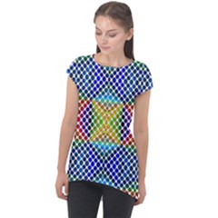 Colorful Circle Abstract White  Blue Yellow Red Cap Sleeve High Low Top by BrightVibesDesign