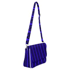 Circles Lines Black Blue Shoulder Bag With Back Zipper by BrightVibesDesign