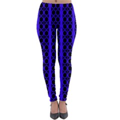 Circles Lines Black Blue Lightweight Velour Leggings by BrightVibesDesign