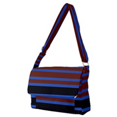 Black Stripes Blue Green Orange Full Print Messenger Bag (m) by BrightVibesDesign