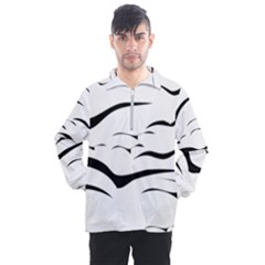 Sky Birds Flying Flock Fly Men s Half Zip Pullover by HermanTelo