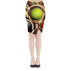 Sport Ball Tennis Golf Football Midi Wrap Pencil Skirt by HermanTelo