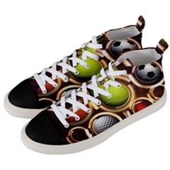 Sport Ball Tennis Golf Football Men s Mid-top Canvas Sneakers by HermanTelo