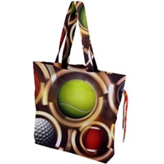 Sport Ball Tennis Golf Football Drawstring Tote Bag by HermanTelo