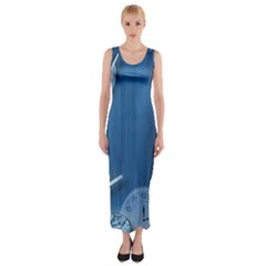 Time Clock Watch Hours Fitted Maxi Dress by HermanTelo