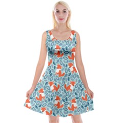 Cute Cartoon Fox Sky Blue Reversible Velvet Sleeveless Dress by trulycreative