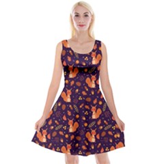 Cute Cartoon Squirrel Purple Reversible Velvet Sleeveless Dress by trulycreative