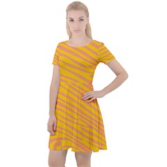 Pattern Texture Yellow Cap Sleeve Velour Dress  by HermanTelo