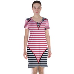 Heart Stripes Symbol Striped Short Sleeve Nightdress by HermanTelo