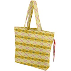 Pattern Pink Yellow Drawstring Tote Bag by HermanTelo