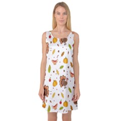 Thanksgiving Turkey Pattern Sleeveless Satin Nightdress by Valentinaart