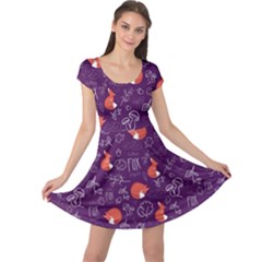 Cute Forest Fox Purple Cap Sleeve Dress by trulycreative