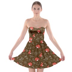 Cute Forest Fox Brown Strapless Bra Top Dress by trulycreative
