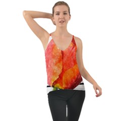 Tulip Watercolor Red And Black Stripes Chiffon Cami by picsaspassion