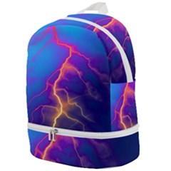 Blue Lightning Colorful Digital Art Zip Bottom Backpack by picsaspassion