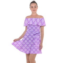 Pattern Texture Geometric Purple Off Shoulder Velour Dress by Mariart