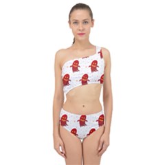 Ghost Halloween Drawing Flower Leaf Spliced Up Two Piece Swimsuit by Vaneshart