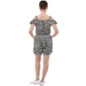 Marble neon retro light gray with gold yellow veins texture floor background retro neon 80s style neon colors print luxuous real marble Ruffle Cut Out Chiffon Playsuit View2