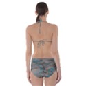Marble light gray with bright cyan blue veins texture floor background retro neon 80s style neon colors print luxuous real marble Cut-Out One Piece Swimsuit View2