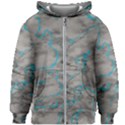 Marble light gray with bright cyan blue veins texture floor background retro neon 80s style neon colors print luxuous real marble Kids  Zipper Hoodie Without Drawstring View1